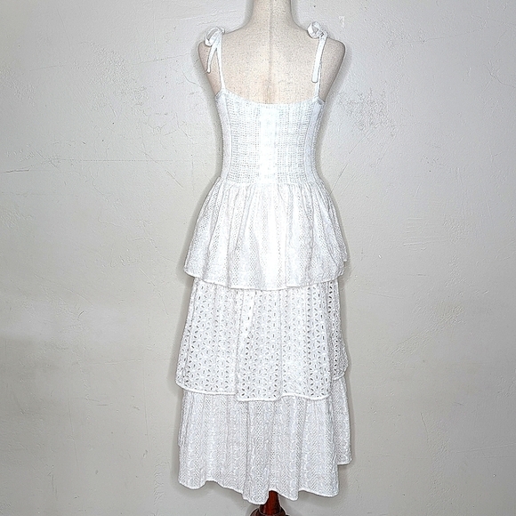 En Saison Croix White Cotton Eyelet Midi Summer Dress Size Large - Picture 5 of 8